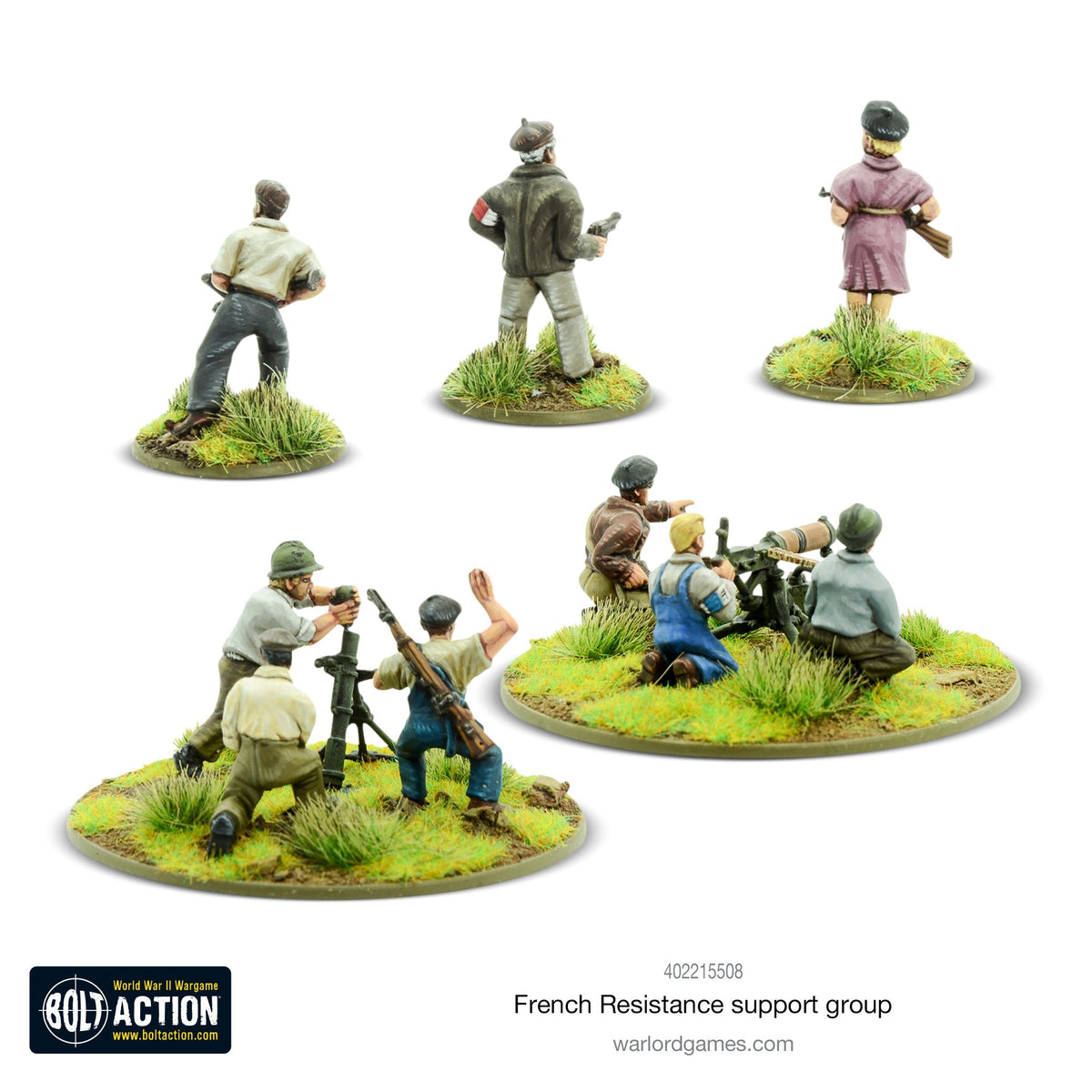 8 Résistants à Pieds avec Voiture, Seconde Guerre Mondiale, Wargame