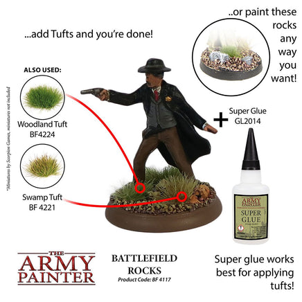 THE ARMY PAINTER BATTLEFIELD BASING : BATTLEFIELD ROCKS - Khaki and Green Books
