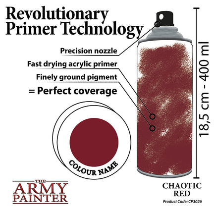 The Army Painter Colour Primer Spray - Chaotic Red - Khaki & Green Books