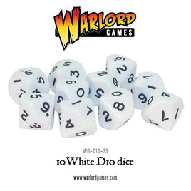 WARLORD GAMES : 10 WHITE D10 - Khaki and Green Books
