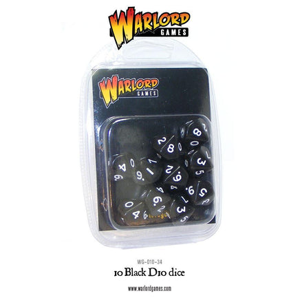 WARLORD GAMES : 10 BLACK D10 - Khaki and Green Books