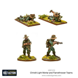 BOLT ACTION :  BRITISH CHINDIT FLAME THROWER AND LIGHT MORTAR TEAMS
