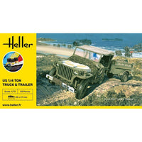 HELLER 1/72 STARTER KIT - US 1/4 TON WILLYS TRUCK & TRAILER