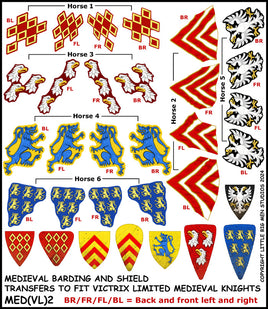 VICTRIX MINIATURES - MED (VL) 2 MEDIEVAL BARDING AND SHIELD TRANSFERS 2