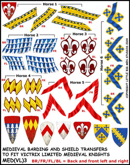 VICTRIX MINIATURES - MED (VL) 3 MEDIEVAL BARDING AND SHIELD TRANSFERS 3