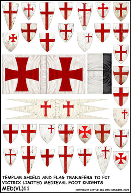 VICTRIX MINIATURES - MED (VL) 11 KNIGHTS TEMPLAR SHIELD & FLAG