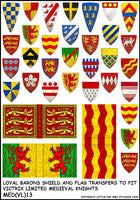 VICTRIX MINIATURES - MED (VL) 13 LOYAL BARONS SHIELD & FLAG TRANSFERS 13