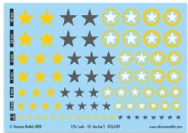 RUBICON MODELS - US STAR SET YELLOW & DARK GREY STARS