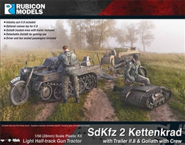 RUBICON MODELS - SDKFZ 2 KETTENKRAD WITH TRAILER IF.8 & GOLIATH WITH CREW