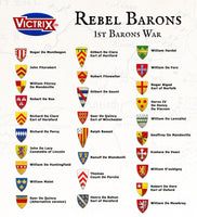 VICTRIX MINIATURES - MED (VL) 12 REBEL BARONS SHIELD & FLAG TRANSFERS 12
