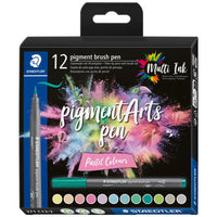 STAEDLER  371 C12-2 pigment arts brush pen 371, Pastel Colours 12 pcs