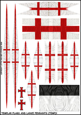 VICTRIX MINIATURES - (TEMP) 1 TEMPLAR FLAG AND LANCE PENNANTS