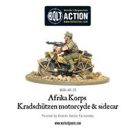 BOLT ACTION : AFRIKA KORPS KRADSCHUTZEN MOTORCYCLE AND SIDECAR