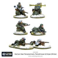Bolt Action - German Heer Panzerschreck, Flamethrower & Sniper teams (Winter) - Khaki and Green Books