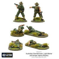 Bolt Action - Australian flamethrower, light mortar and sniper teams (Pacific) - Khaki and Green Books