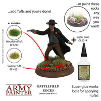 THE ARMY PAINTER BATTLEFIELD BASING : BATTLEFIELD ROCKS - Khaki and Green Books