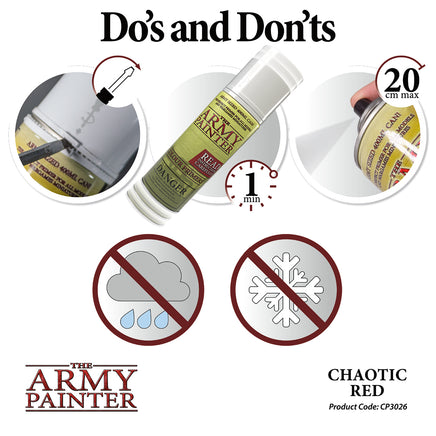 The Army Painter Colour Primer Spray - Chaotic Red - Khaki & Green Books