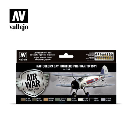 Vallejo 71149 RAF Day Fighters pre-war to 1941 Paint Set - Khaki and Green Books