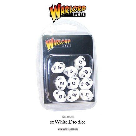 WARLORD GAMES : 10 WHITE D10 - Khaki and Green Books