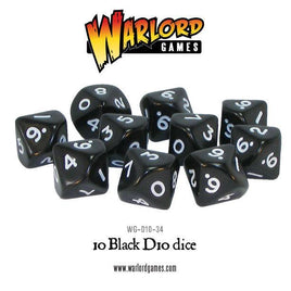 WARLORD GAMES : 10 BLACK D10 - Khaki and Green Books