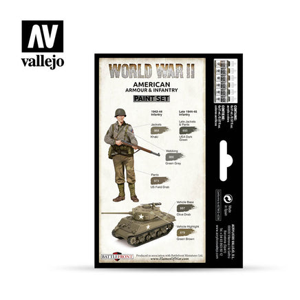Vallejo 70203 WWII American Armour & Infantry Paint Set - Khaki and Green Books