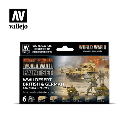 Vallejo 70208 - WWII Desert British & German Armour & Infantry - Paint Set